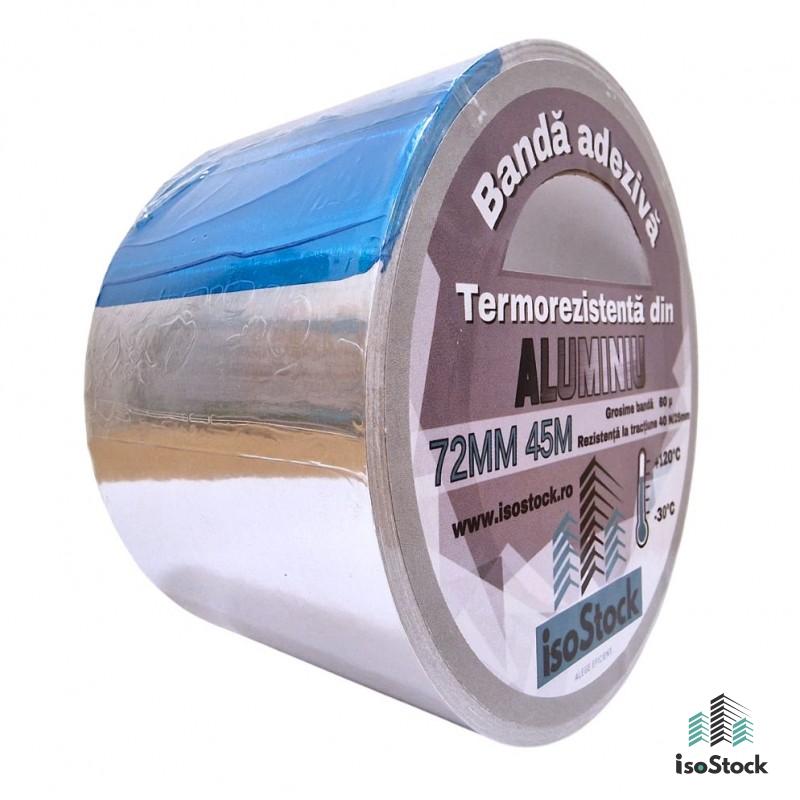 Bandă adezivă din aluminiu netedă termorezistentă 72 mm × 45 m