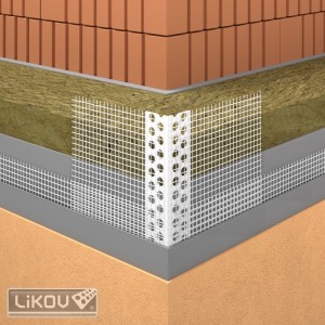 Profil colț PVC cu plasă 15 × 10 cm, premium, 2.5 m