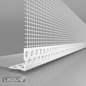 Profil colț PVC cu plasă 15 × 10 cm, premium, 2.5 m